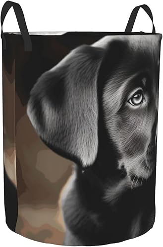 Miniatura 2 de Black Labrador Puppy print Circular Hamper Waterproof Storage Bin Organizer Basket Laundry Hamper With Handles For Clothes Toys Medium