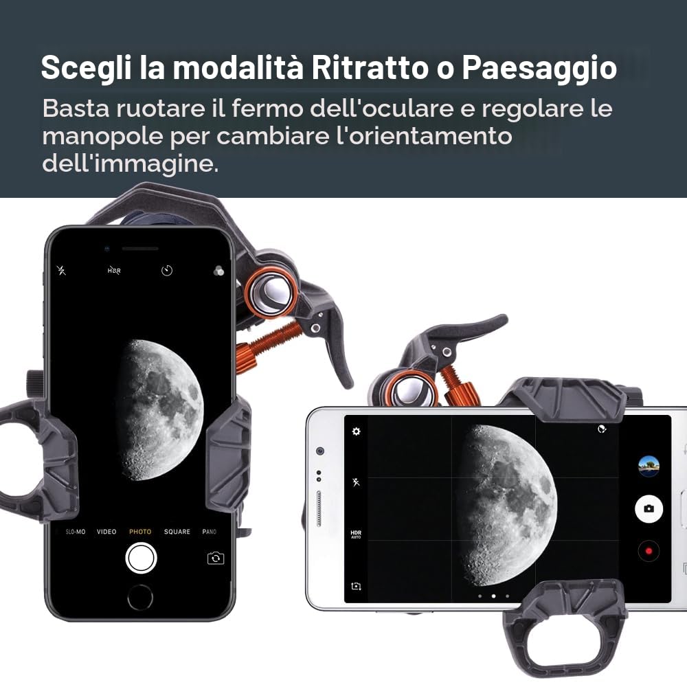 Celestron 81055 NexYZ Adattatore universale per smartphone a 3 assi, design brevettato - funziona con telescopi, cannocchiali, binocoli, monocoli e microscopi, nero