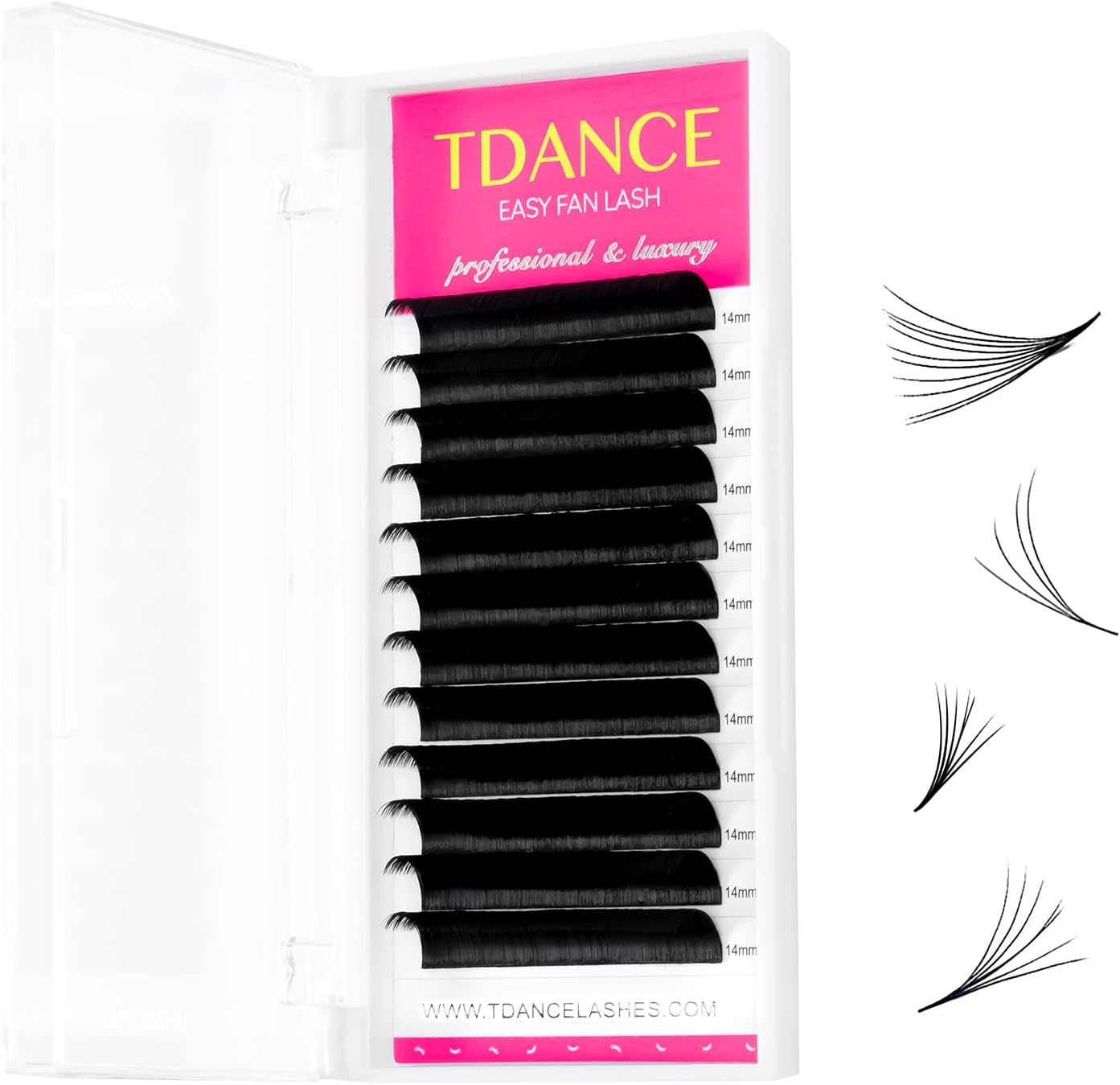 TDANCEEasy Fan Lash Extension Rapid Blooming Volume Eyelash Extensions C CC D DD J B L Curl 0.03-0.12mm Thickness Easy Fan Volume Lashes Self Fanning Eyelashes Extension (0.05-CC,14 mm)