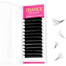TDANCE Easy Fan Lash Extension Rapid Blooming Volume Eyelash Extensions C CC D DD J B L Curl 0.03-0.12mm Thickness Easy Fan Volume Lashes Self Fanning Eyelashes Extension 0.07-D,14 mm