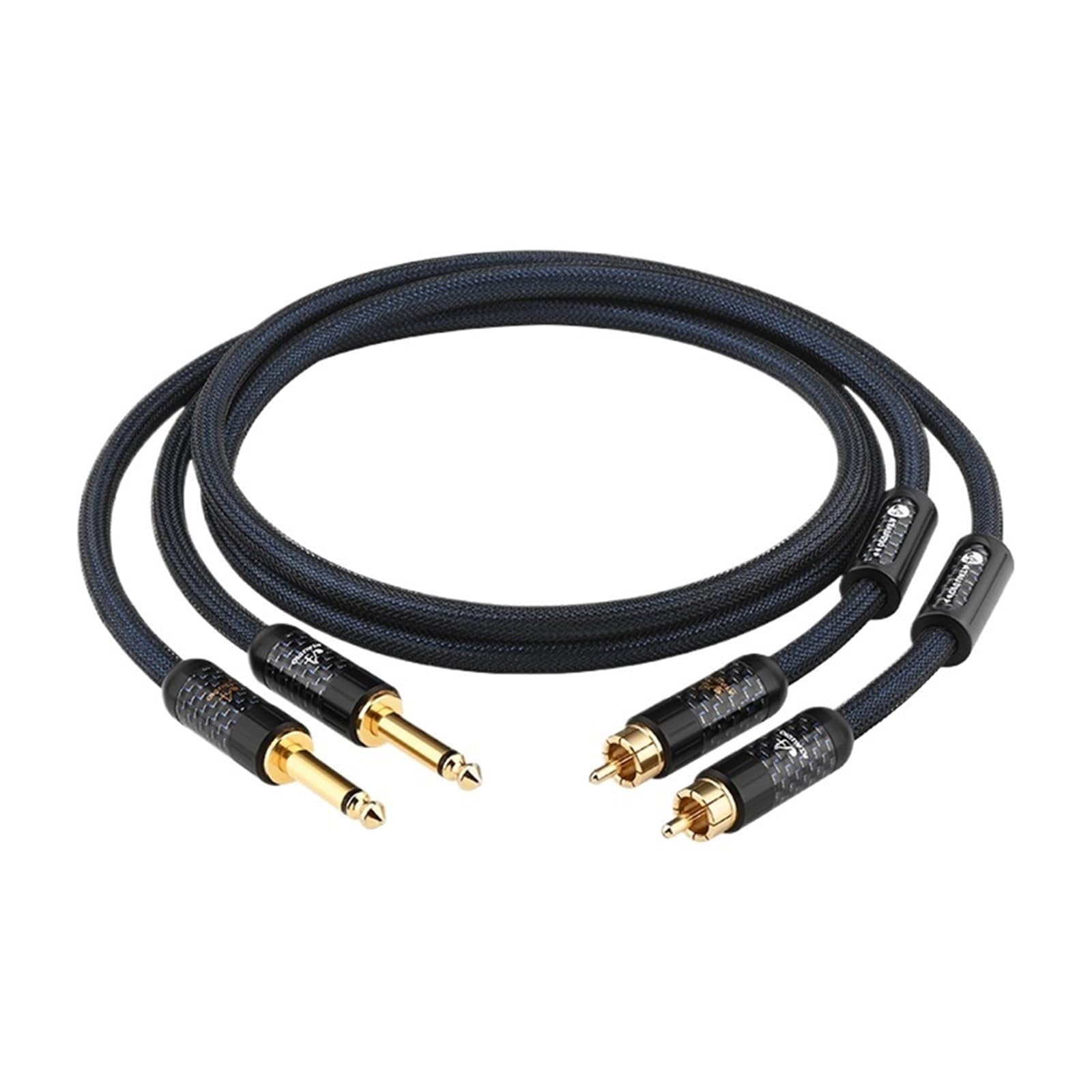 Kabel HiFi Dual 6,5 na 2 RCA, czyste srebro, podwójna wtyczka TS 1/4 cala na Dual RCA, kabel audio do głośników TV (2 m)