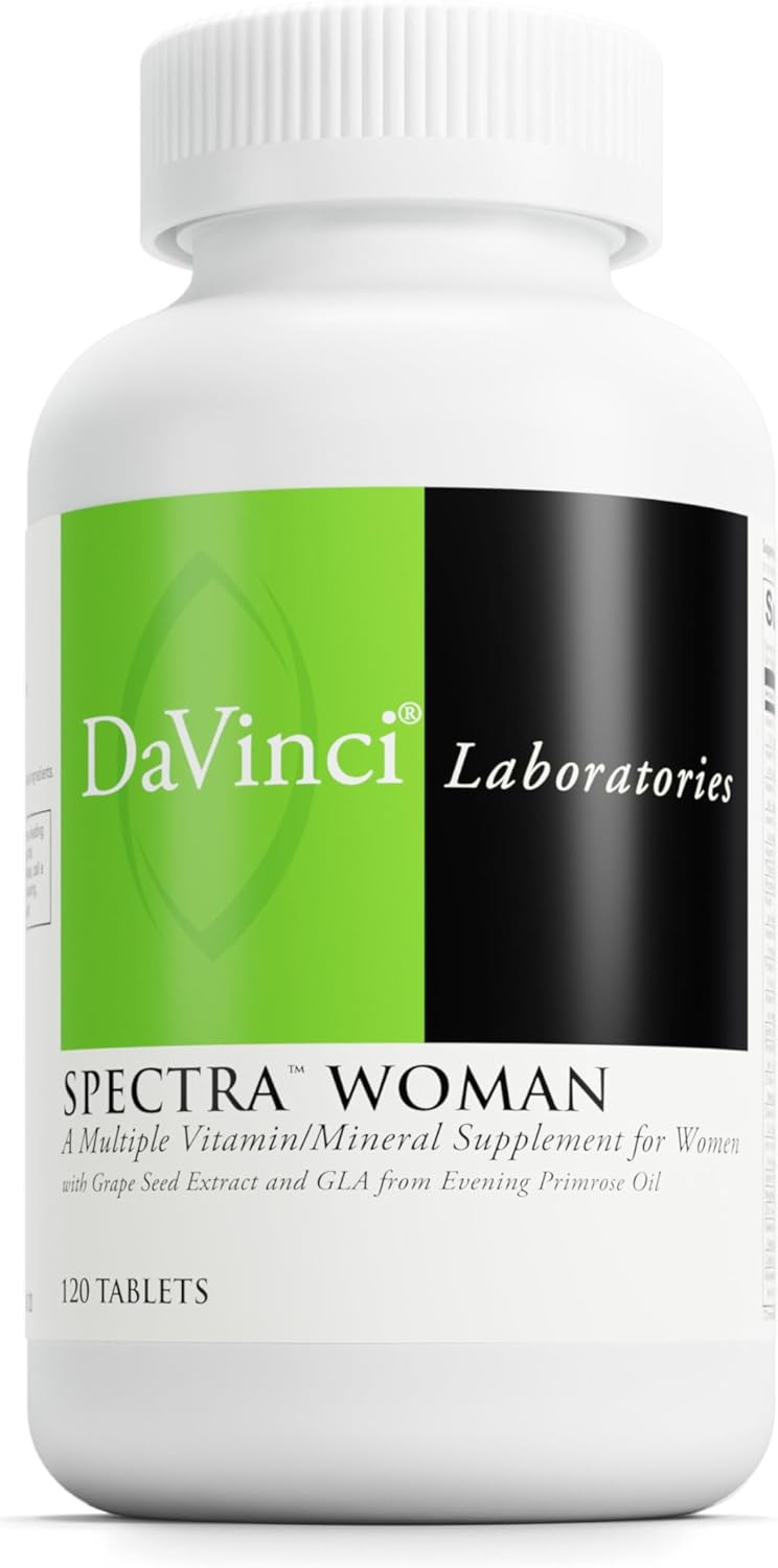 DaVinci Labs Spectra Woman - Dietary Supplement to Support Bone Health and Women's Needs - with Vitamins, Minerals, Calcium, Beta Carotene, L-Cysteine, Grape Seed Extract, and More - 120 Tablets