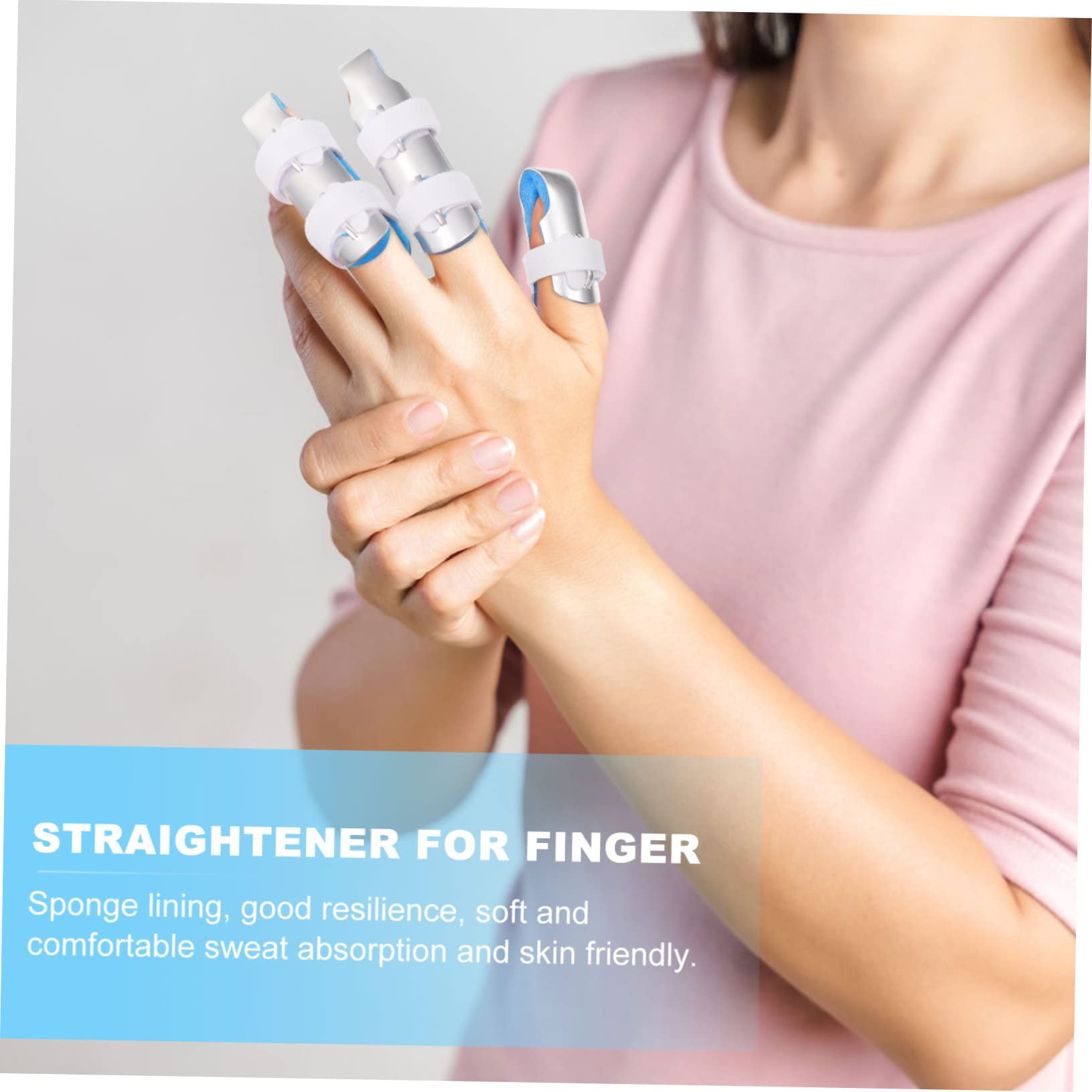 FRCOLOR 3pcs Finger Splint Protective Cover for Fingers Joint Protector Retainer Holder Hair Comb Travel Bristle Thumb Splint Finger Support Plate Fingers Device Support Brace Blue Sponge