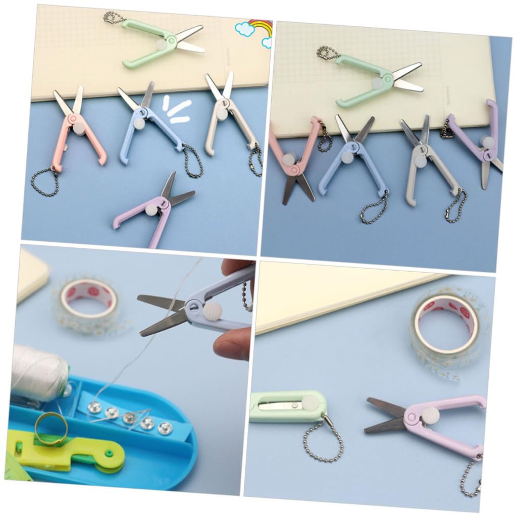 Tofficu 3 Ensembles Ciseaux Portables Coupe-Coutures Ciseaux À Tissu Petits Pour Coupe-Fil D'Artisanat Sans Danger Pour Les Enfants De Travail 5 pièces * 3