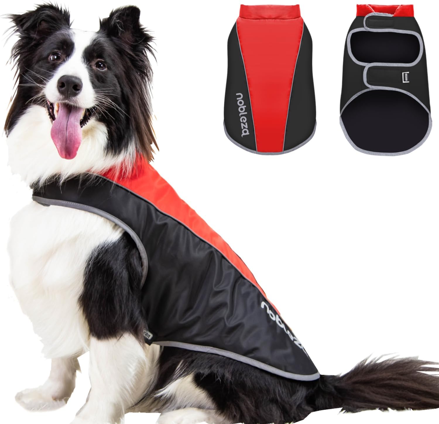 Nobleza Dog Coats Waterproof, Adjustable Dog Coat with Harness Hole