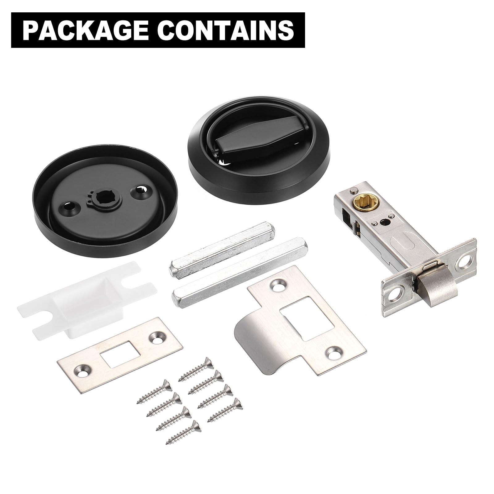 PATIKIL Redondo Empotrada Puerta Cerradura Inoxidable Acero 304 Oculto Empotrado Copa Puerta Manija Muebles Tiradores Pestillo Perilla para Privacidad Bolsillo Puerta Negro
