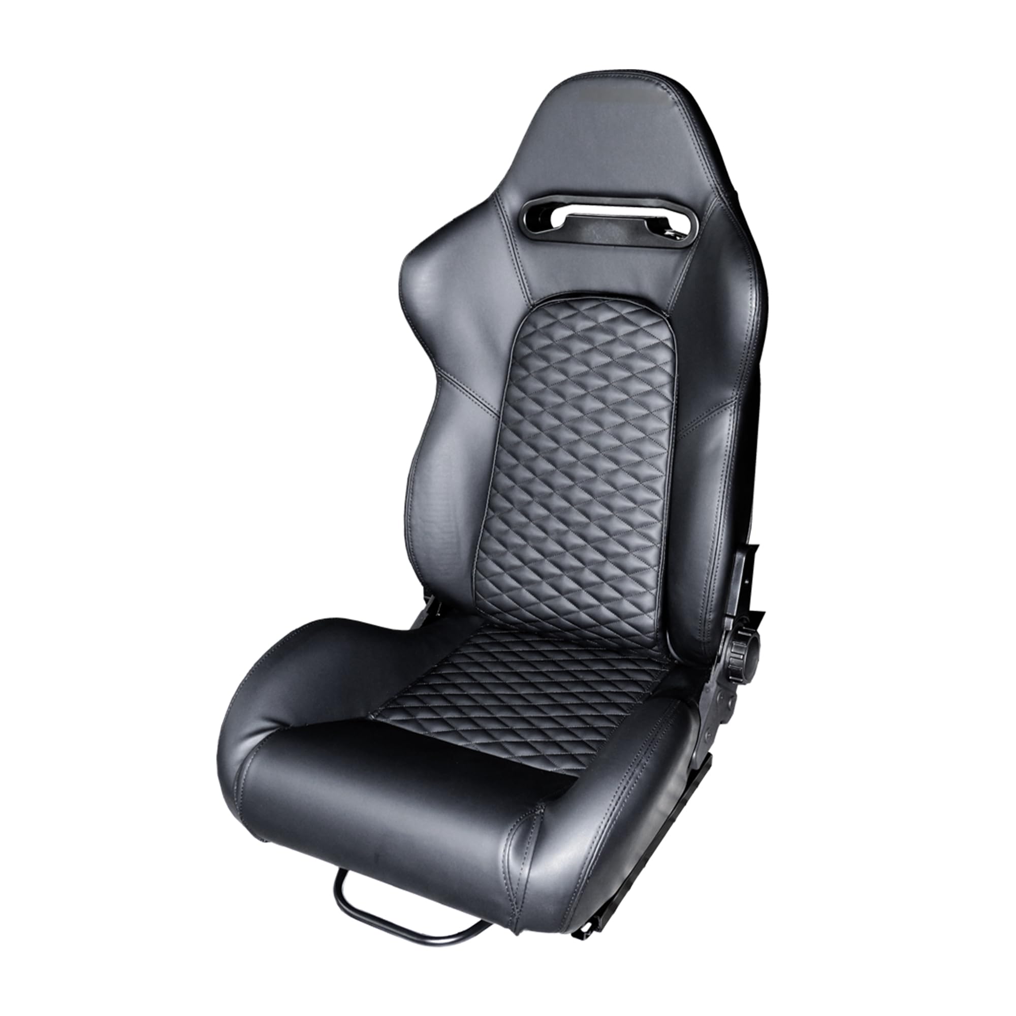 Simoni Racing SRS/15 Siège Sportif Reclinable en Cuir Noir, Universel - Levier de réglage à Droite et à Gauche