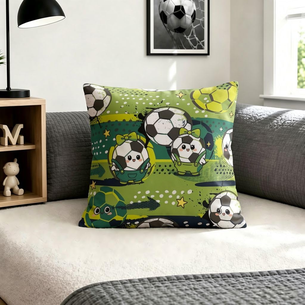 Cartoon Graffiti Soccer Throw Pillow Covers -14x14
