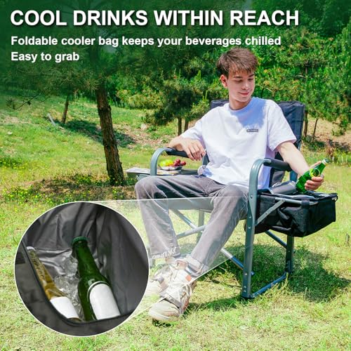 KingCamp XXL Oversized Directors Chair with Side Table, Folding Camping Chairs Heavy Duty 600lbs with Cooler Bag, Portable Camp Chair with Wide Seat for Hiking Fishing Lawn Outdoor and Sports by KingCamp - Image 3
