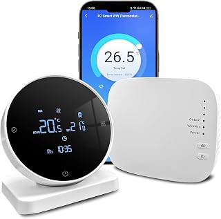 Thermostat Fussbodenheizung Smart für Wasser Fußbodenheizung und Gaskessel | Mit Empfänger Digital Kühlen/Heizen Wlan Programmable Tuya Smart Raumthermostat Boiler/Wasser fur Alexa/Google Assistant,3A