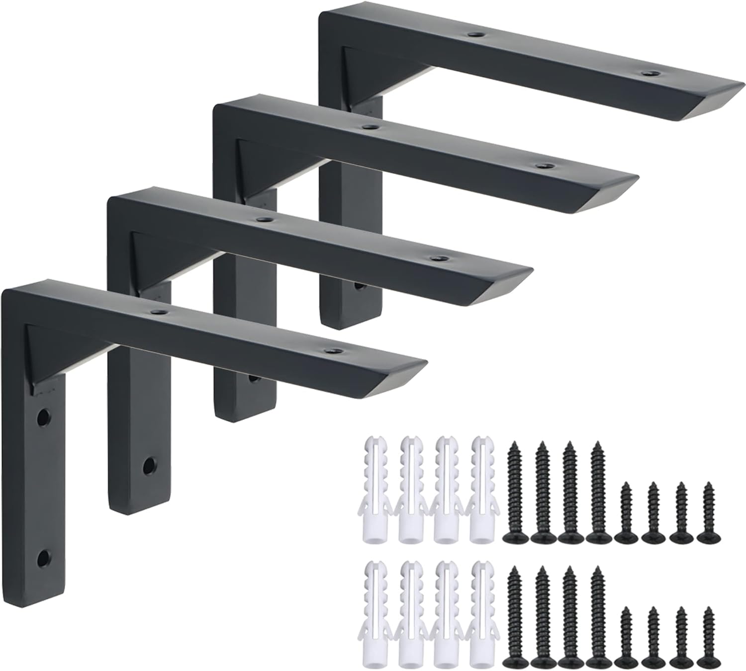 Alise Soportes de estante flotantes, soportes en L negro mate para estantes, soporte de pared resistente, soportes de esquina de unión para soporte