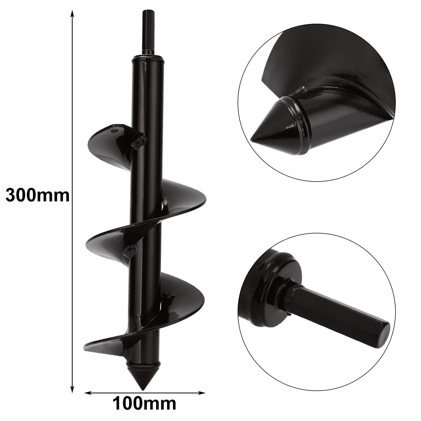 Aselected Mèche Tarière pour Perceuse Jardin Foreuse Ø 100mm + Gants, Jardin Tarière pour Perceuse électrique, Outil de Plantation Pratique pour Fleur Planter des Arbres Arbustes