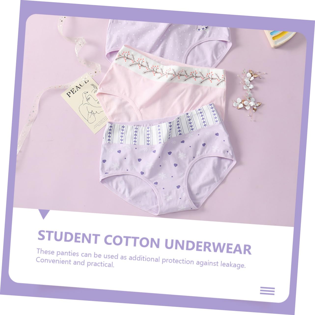 SHERCHPRY 8 piezas de ropa interior de algodón suave para niña, calzoncillos de algodón para mujer, ropa interior triangular, bragas de algodón para