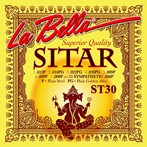 Labella LST30 Jeu de Cordes à boule pour Sitar Indien - Les Beatles, Paul McCartney, John Lennon, RIngo Starr, George Harrison Labella LST30 Jeu de Cordes à boule pour Sitar Indien