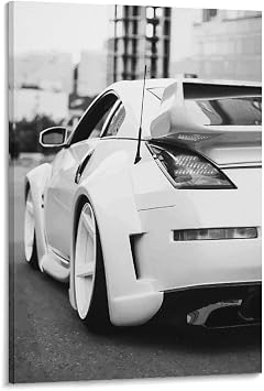 RIUFIN JDM 350z Sport Car Posters Black And White Wall Decor Art-Modern Car Wall Art Prints Cool Posters for Boys Room-Bathroom Bedroom Office Canvas Wall Art Ready to Hang 08x12inch20x30cm