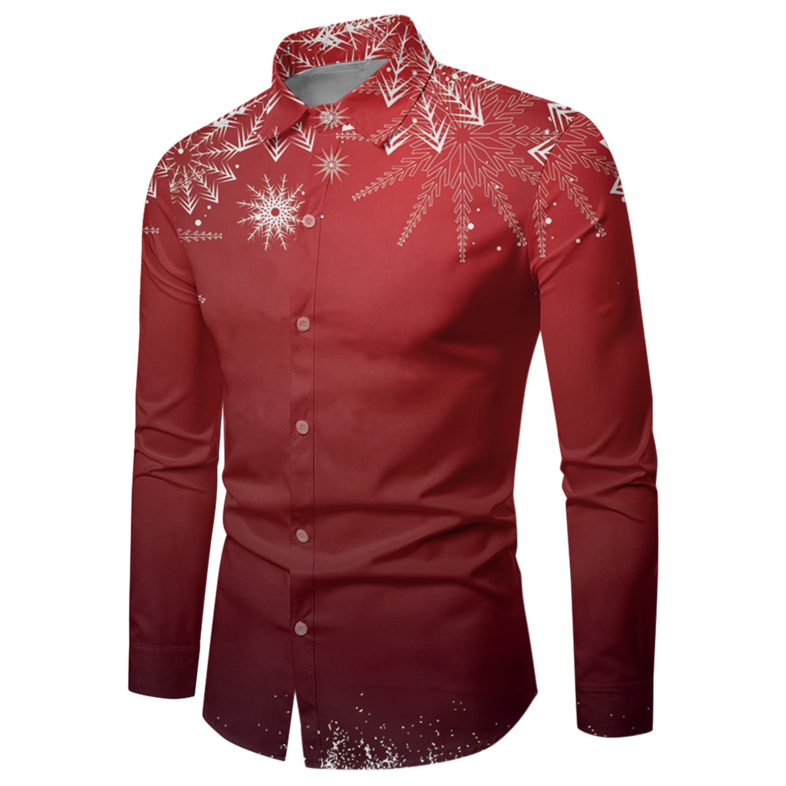 GREGGChristmas Shirt for Men Hawaiian Button Down Shirts Men's Casual Long Sleeve Party Holiday Shirt Funky Christmas Shirts