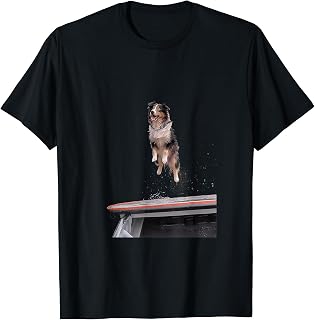 Australian Shepherd Dock Diving Dog Jumping Swimming T-Shirt