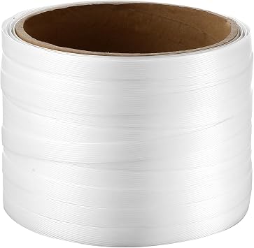 VEVOR Polyester Strapping Roll, 330' Length x 3/4 Width x 0.03 Thickness, 1763 lbs Break Strength, Heavy Duty Banding Pallet Strap Coil, Portable Strong Banding Packing Straps, White