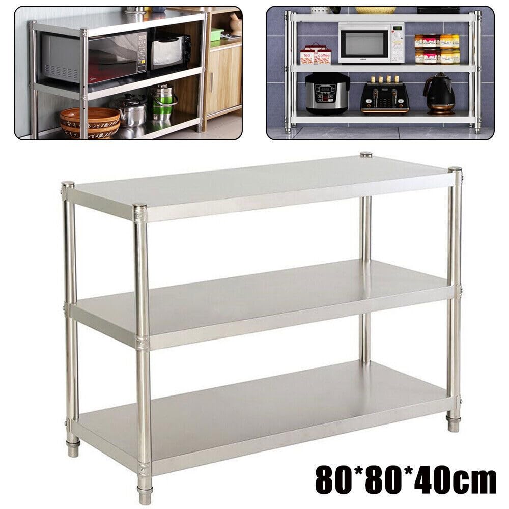 Table de cuisine en acier inoxydable - Pour restauration commerciale - Étagère de cuisine stable - Peu encombrante - Pour restaurant, école
