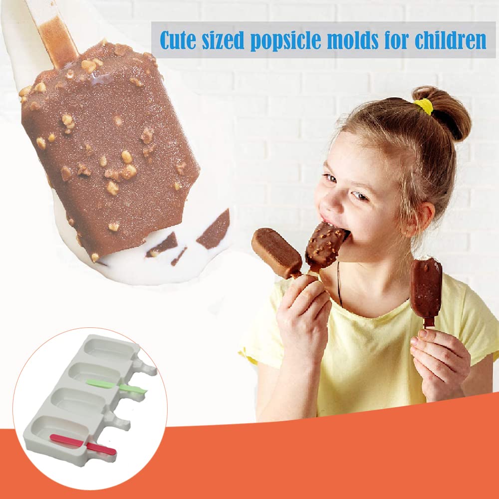 ELANE 4-teiliges Silikonformen-Set für Eis am Stiel, 25 Kuchen-Sticks und wiederverwendbare Eisstäbchen, selbstgemachte Eis, Kuchen, Süßigkeiten, für Familie, Zuhause, Festival, Geburtstag, Kinder.