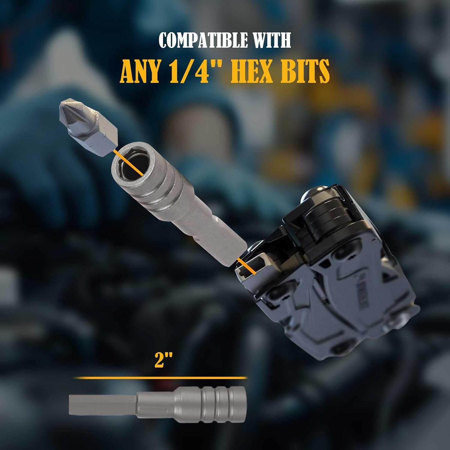 Upgraded Multi-tool Bit Driver Extender, Add-on Accessories for Leatherman Multi-tools, and Flat Bit to 1/4" Hex Adapter (2 Set, Silver)