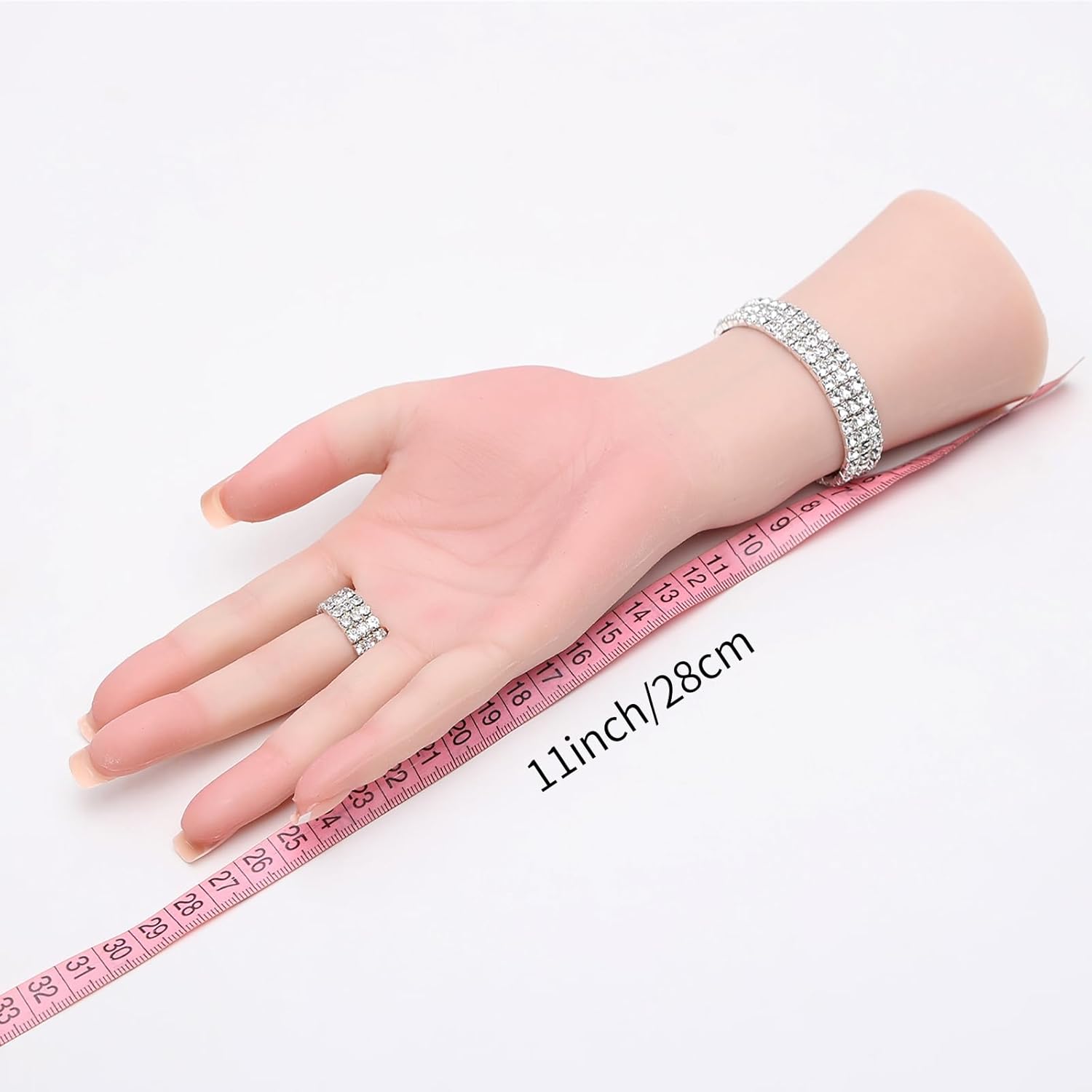Realistic Silicone Female Hand Model Fake Hand Flexible Finger Bendable Acrylic Nail Mannequin Hand for Jewelry Display Nail Art Practice (Left-Hand)