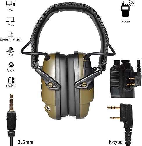 Miniatura 4 de Amplificación de sonido Orejera electrónica de disparo con PTT para Baofeng BF-888S UV5R Retevis RT22 RT27 RT15 RT19 Kenwood Radio bidireccional