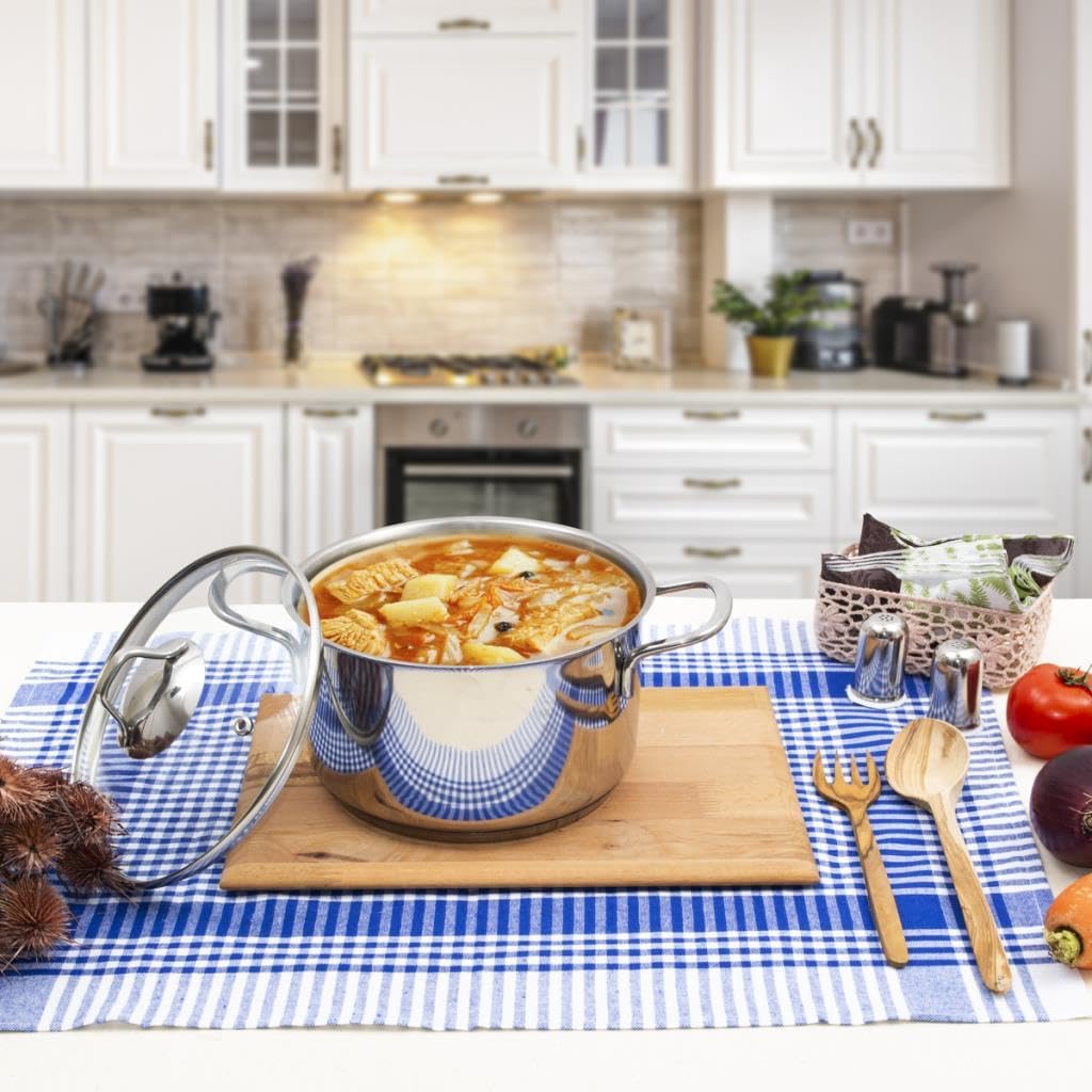 Serenk Pots and Pans Set Stainless Steel, Non Stick, 7 Pieces, Non Toxic Cokware, Induction Cookware, w/Pots & Pans & Saucepans, Cooking Sets Pots and Pans (Pot Set 4 Pc)