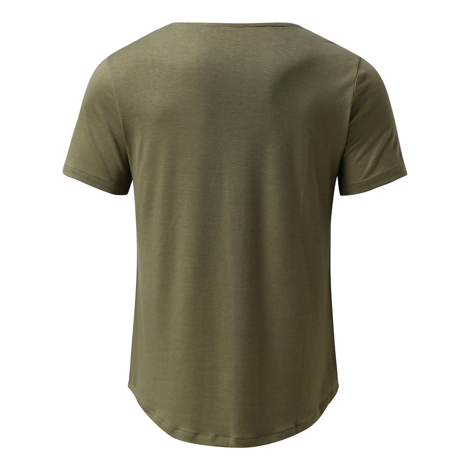 Maiyifu-GJ Men's Short Sleeve V Neck Henley Shirts Solid Slim Fit Fitted Gym Workout Tee Casual Athletic Sport T-Shirt (ArmyGreen,XX-Large)