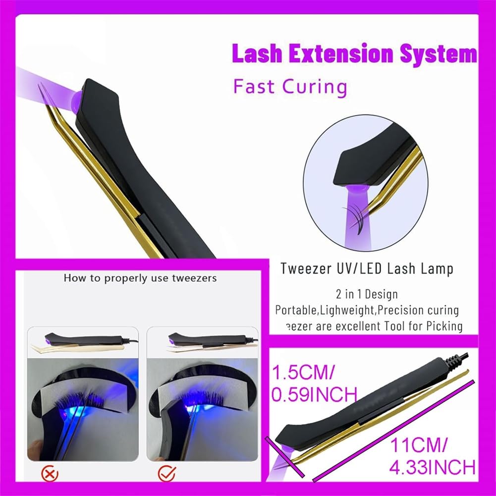Uv-Wimpernlampe mit Fußpedal Tragbare Handgelenk Uv Led Licht Uv Wimpernlicht für Wimpernverlängerungen Aushärtelampe EU-Stecker