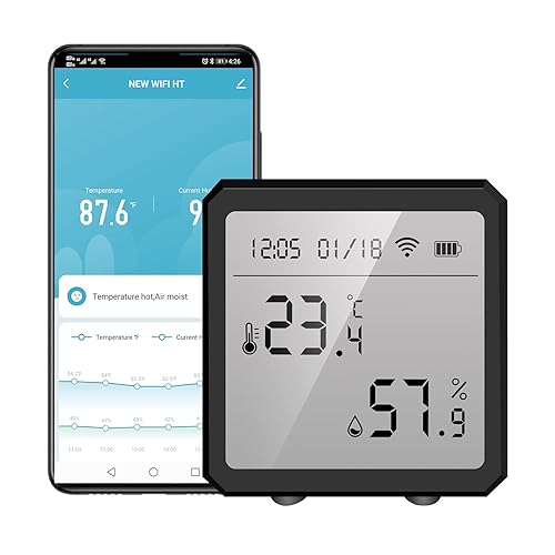Termómetro higrómetro WiFi, sensor inteligente de temperatura y humedad con alerta de notificación de aplicación, pantalla LCD compatible con Alexa disponible en Yaxa Guatemala