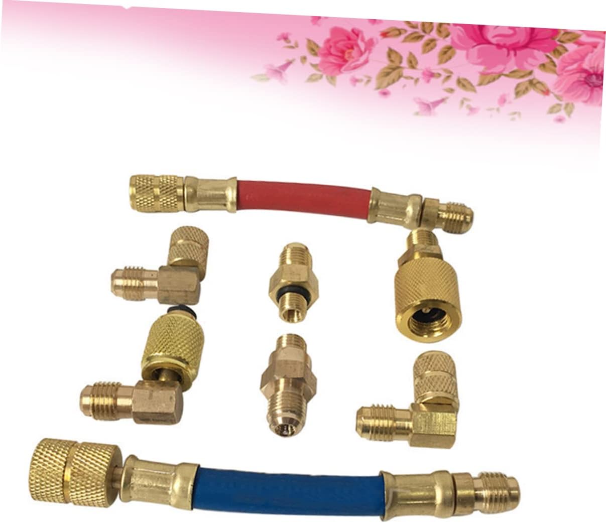 SOLUSTRE 8Pcs Car Air Conditioning Adapter Hose Kit Quick Coupler Connector Joint Remover Installer High End Conditioning Manifold Easy Installation