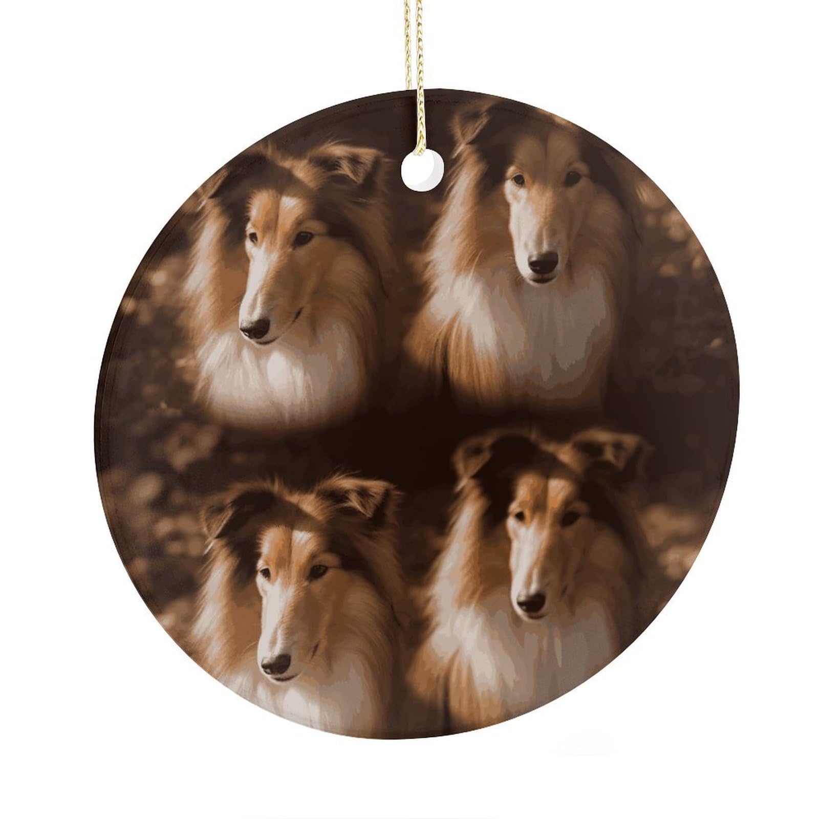 Adfgyerh Style Shelties Ceramic Circular Pendant,2.9 Inch，Hanging Ornament，Gift Exchange Idea Round Ceramic Ornament,For Mom And Daughter，For Home Indoor Outdoor Decor.