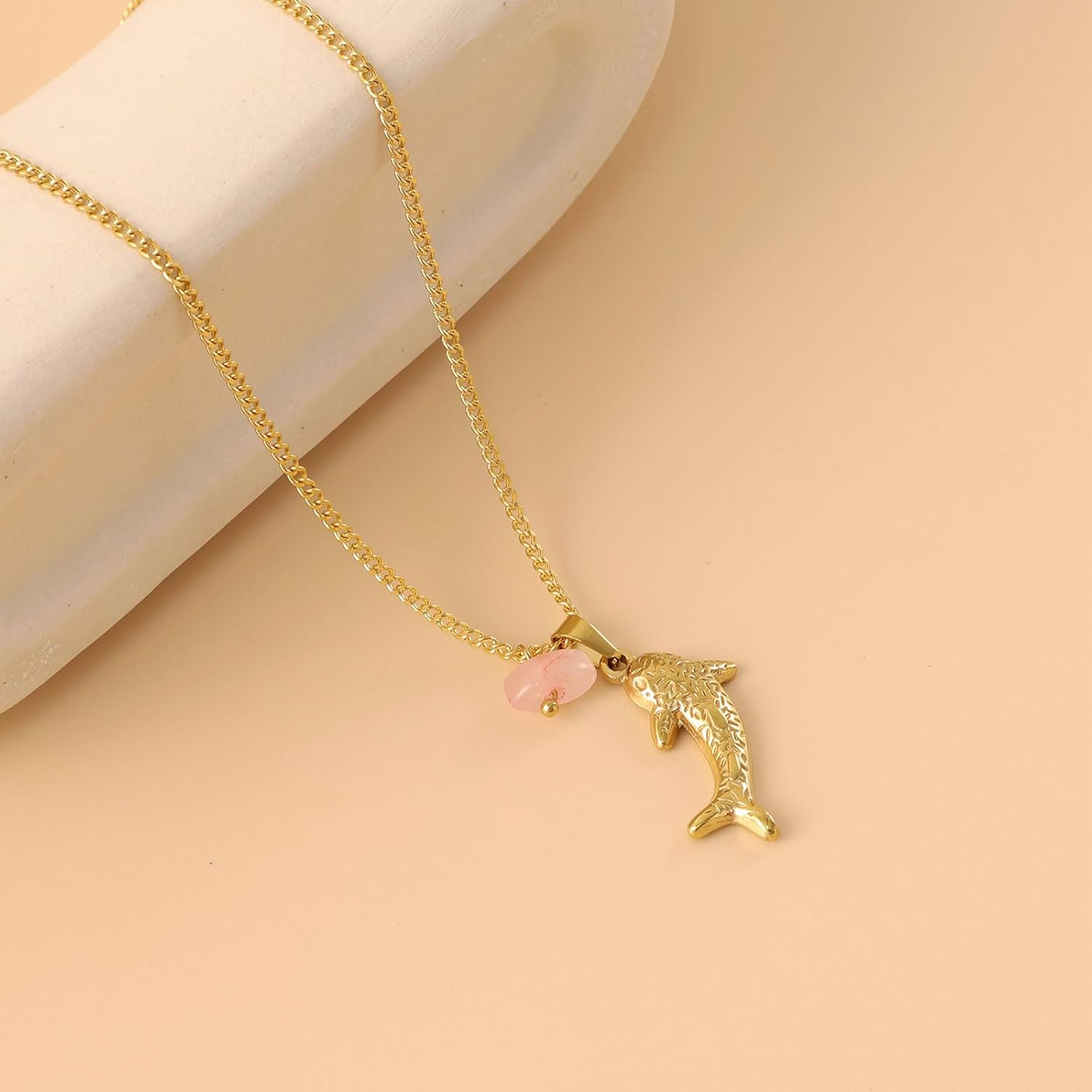 Gold Shark Necklace for Women Boho Shark Pendant Necklace Blue Beaded Sardine Fish Necklaces Ocean Inspired Choker Jewelry Gift - Image 5