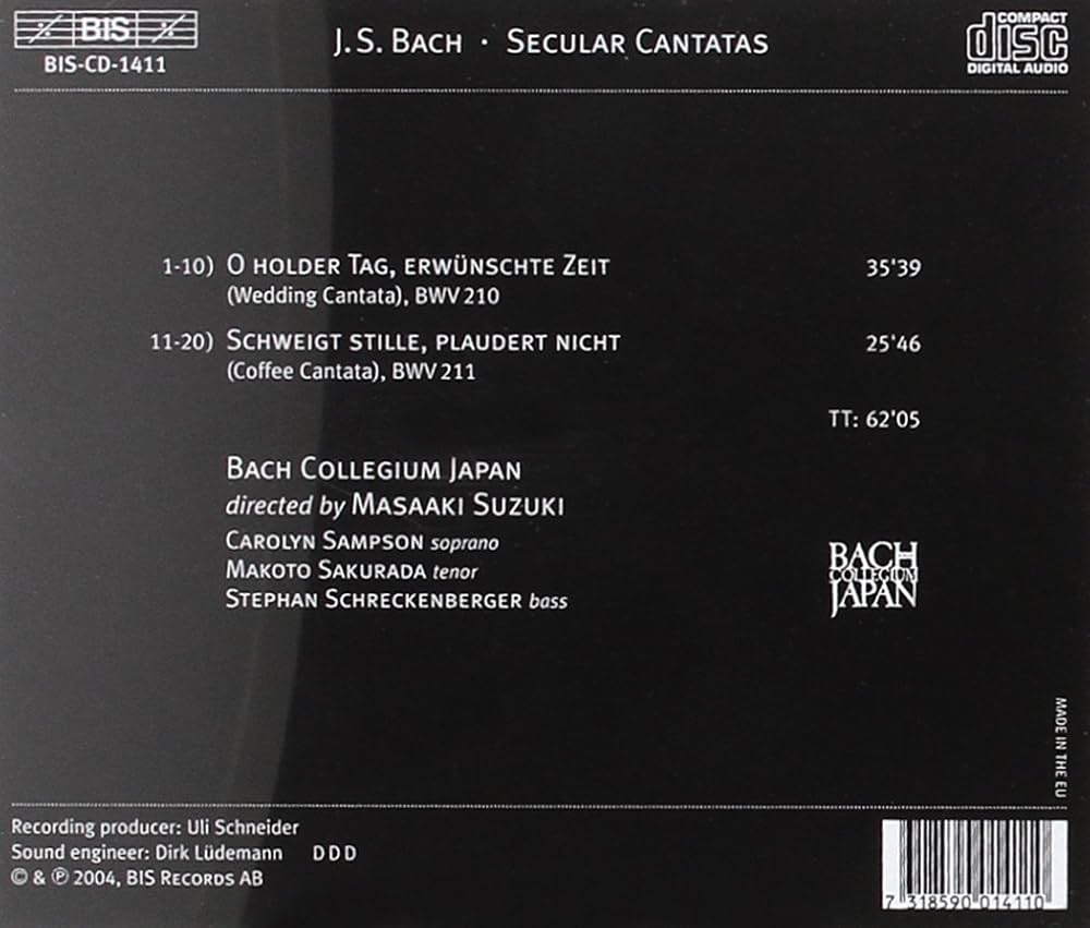 新品Secular Cantatas -Sacd- Bach, J.S. :CD Bach, J.S.: Bach: Secular Cantatas, Bwv 21: Bach Collegium Japan