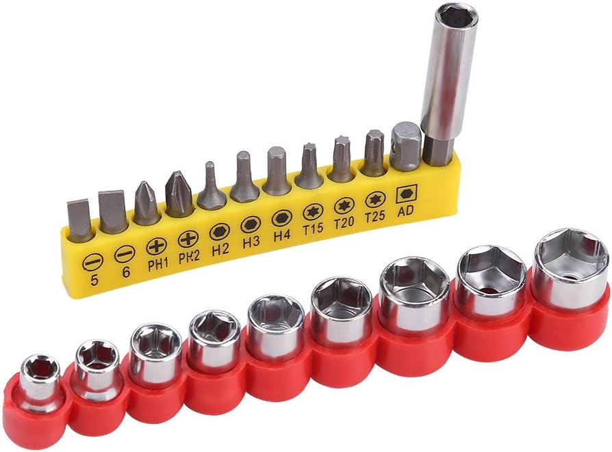32pcs Stainless Steel Drill Bits Screwdriver Heads Sockets Set with Flexible Extension Shaft (2)