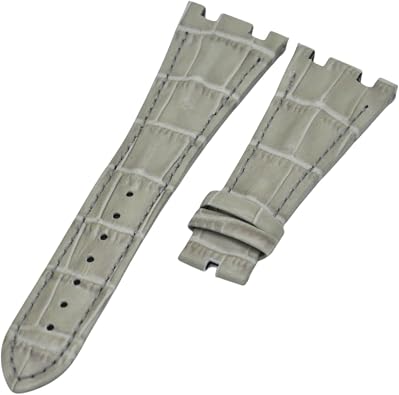 28mm Gray Leather Watch Strap Compatible with Audemars Piguet Royal Oak Offshore Deployant