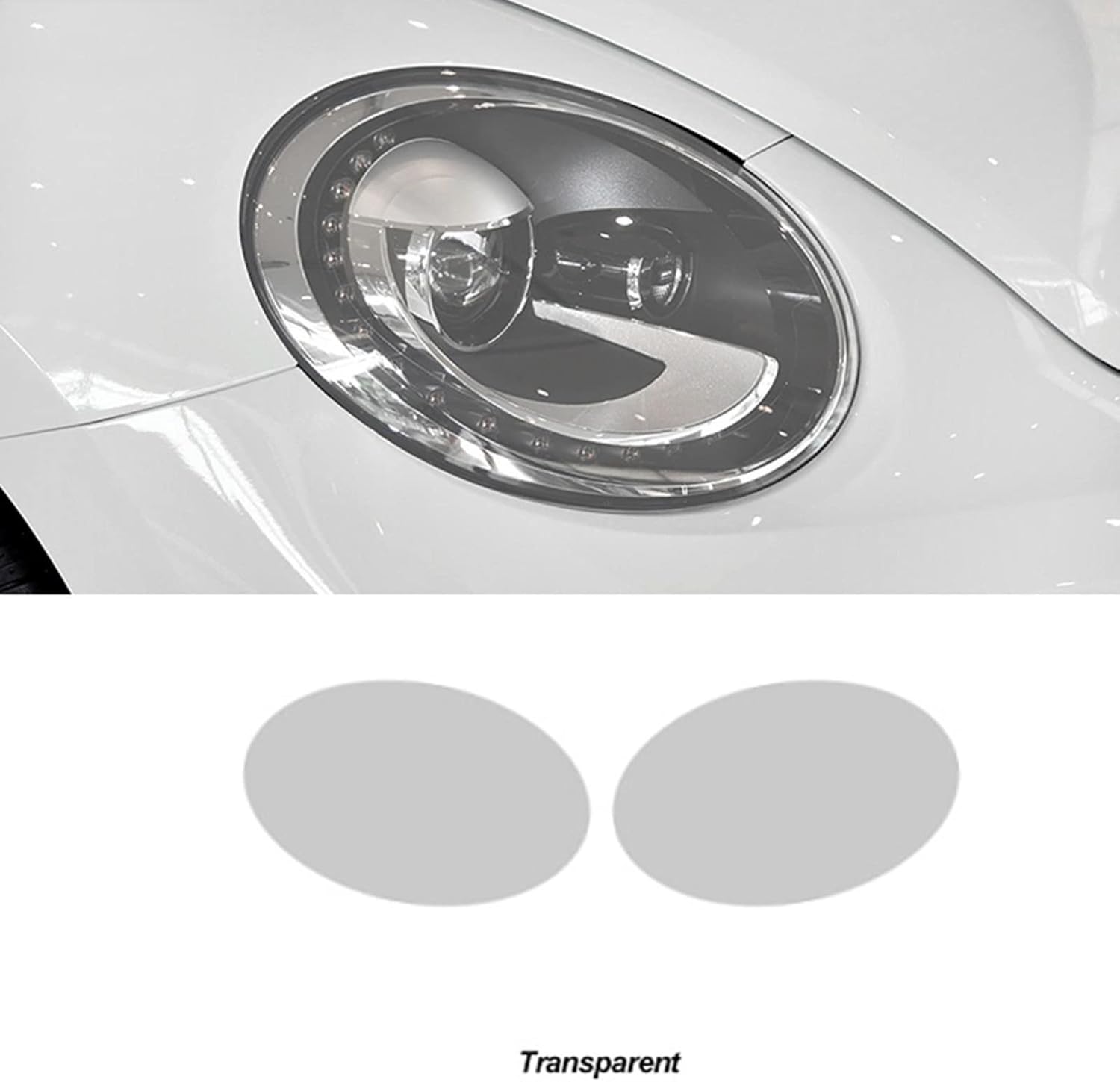 Car Headlight Protective Film for VW Beetle A5 2013-2019, Transparent Blackened TPU Sticker,Transparent