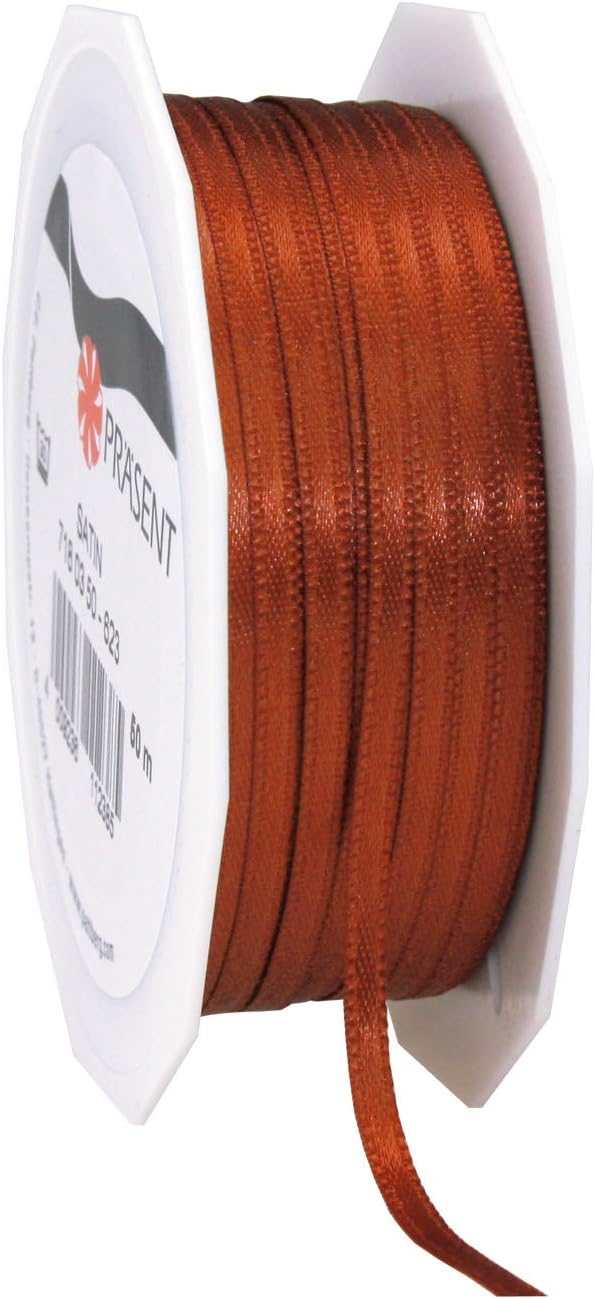 C.E. Pattberg SATIN cinnamon (brown) gift ribbon, 55 yards for Wrapping Gifts 0.12 inches width - Image 3