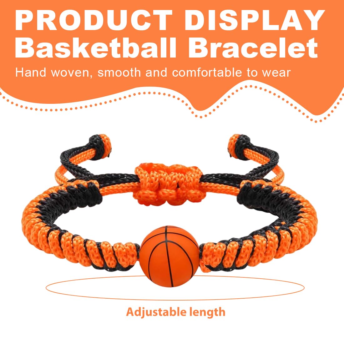 Cuerda negra y naranja pulsera trenzada baloncesto regalos Pascua niños 5-12 años