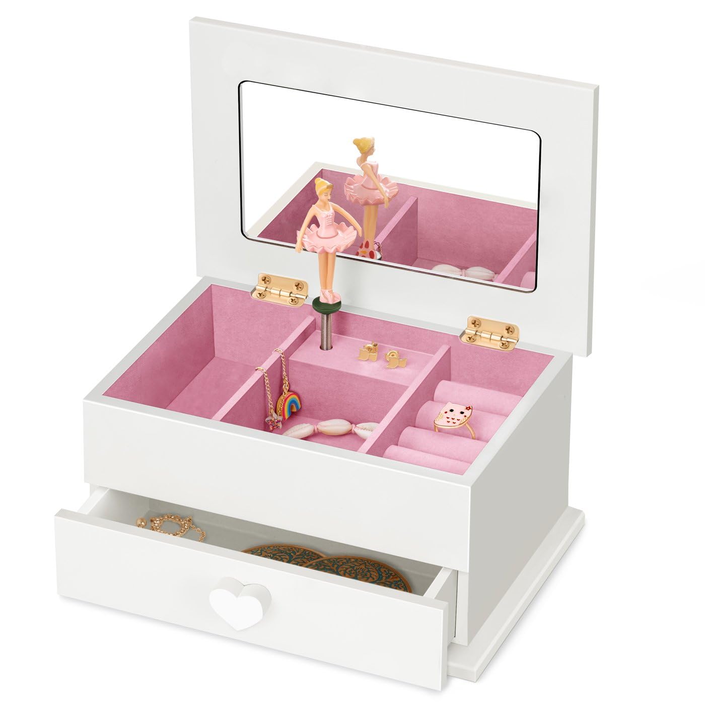 Maverton Boîte à Bijoux Musicale avec personnalisation pour jeune femme | Coffret en bois avec prénom, Organisateur décoratif pour fille, souvenir pour elle pour anniversaire, 18 ans
