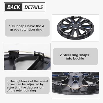 15 Inch Hubcaps for 2016-2022 Toyota PRIUS/2017-2022 Toyota Prius PRIME/2020-2024 Corolla Hybrid, R15 Wheel Covers Hub Caps Snap-on Car, Set of 4, PP Material, Black & Blue Lacquer