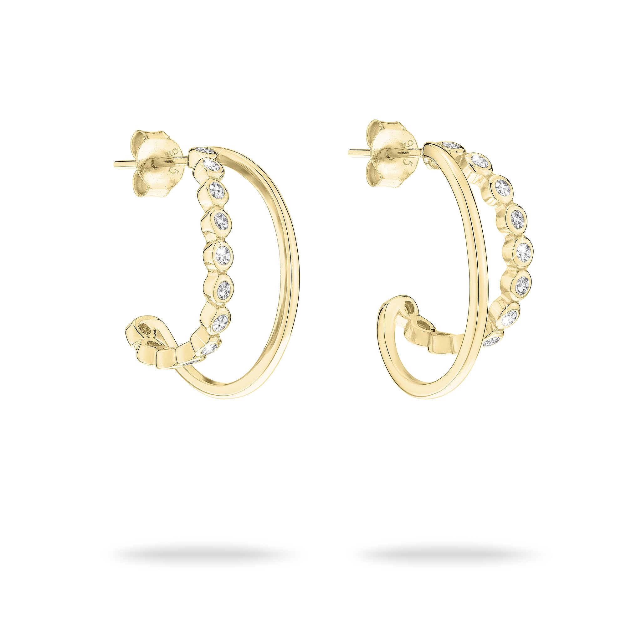 Tamaris Hoop earrings TJ-0610-E-21 925 Silver IP Gold, 2,1 cm, Sterling Silver, Cubic Zirconia