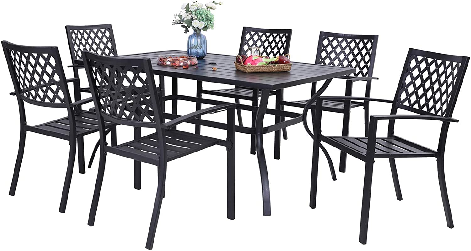 Buy PHIVILLA 7 Piece Outdoor Dining Set for 6, Rectangular Metal Dining