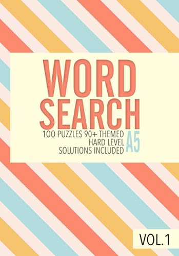Wordsearch A5: Word Search Books For Adults : Word Search Books A5 : Large Print 100 Puzzles with Solution
