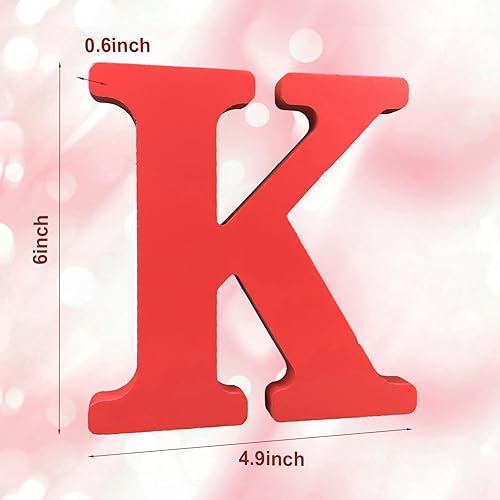 Miniatura 2 de AOCEAN Letras de madera roja de 6 pulgadas, letras de madera sin terminar para decoración de pared, letras decorativas de pie en rodajas, decoración