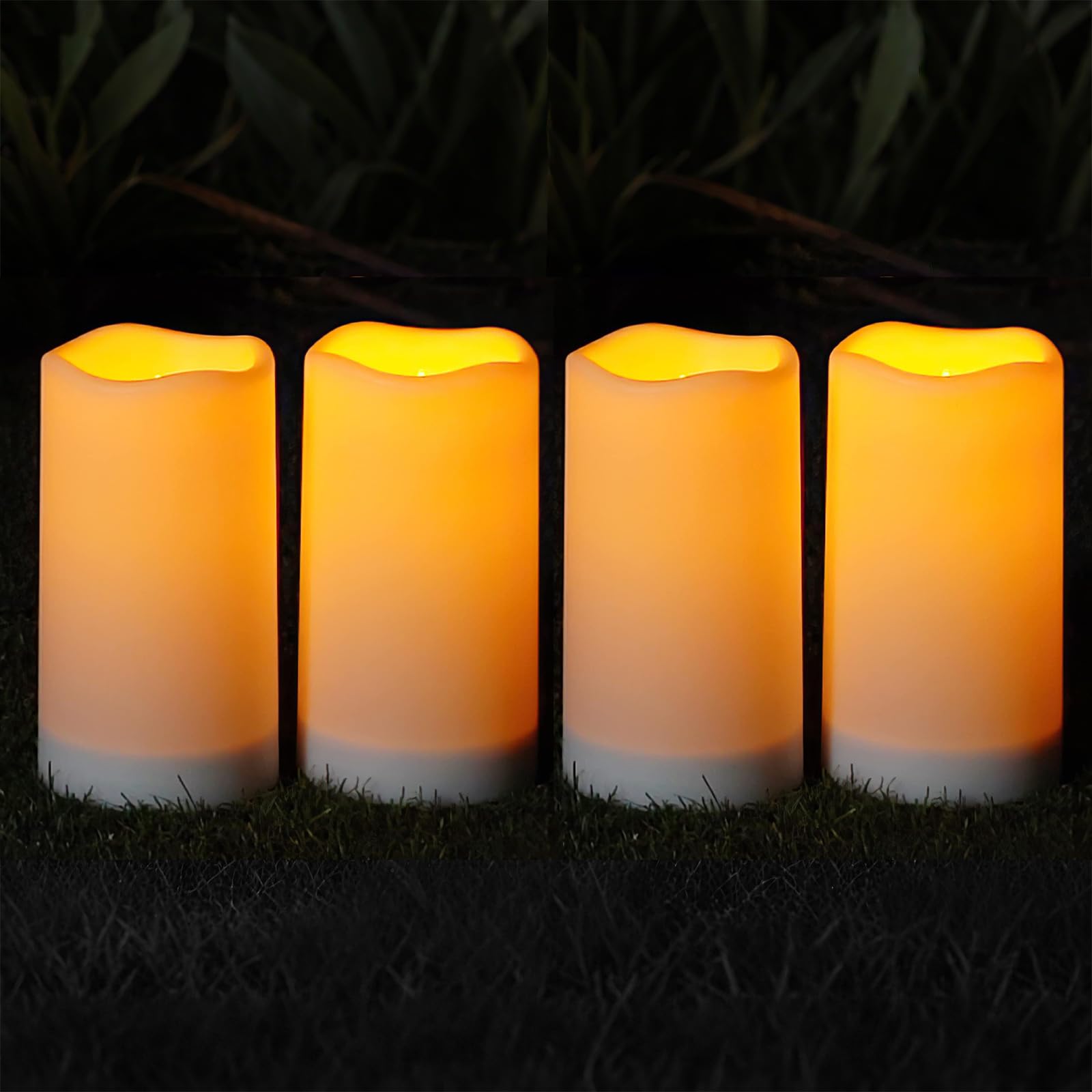 Photo 1 of Homemory Solar Candles Outdoor Waterproof, Rechargeable Candles, Solar Powered Flameless Candles for Outdoor, Lanterns, Sensor Only, Dusk to Dawn, 3"x6", Set of 4