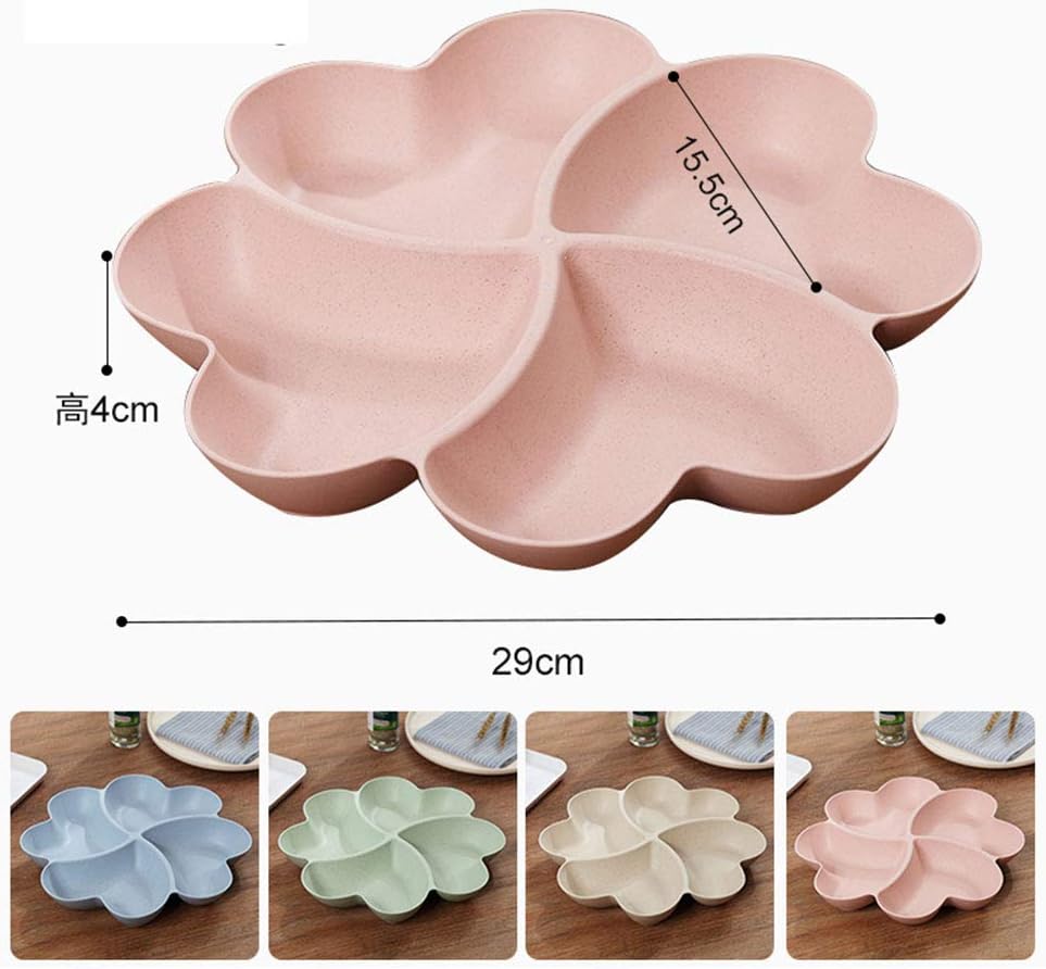 Unbreakable Heart Shaped Party Snacks Serving Tray Appetizer Plates Snack Bowls Multi Sectional Snack Bowl Trays Container Box for Nuts, Candies, Fruits (4, Blue, Green, Beige, Pink)