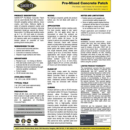 KETER North America 60205045 Quart PreMixed Concrete Patch