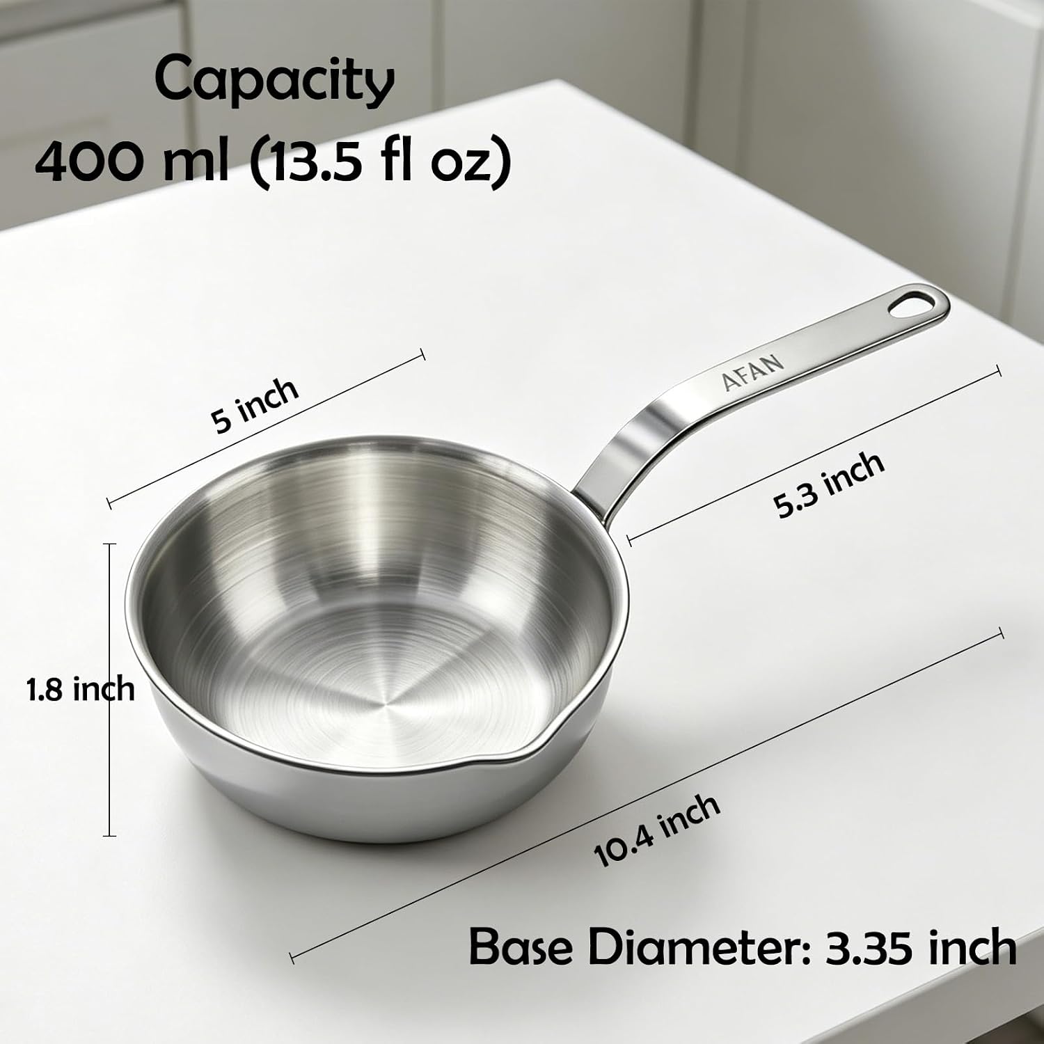 AFAN Stainless Steel Butter Warmer 13.5 fl oz Pot, Small Melting Pan